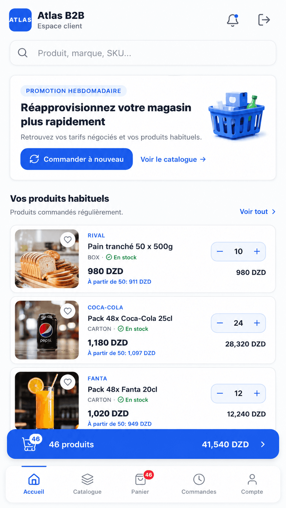 Accueil et réassort