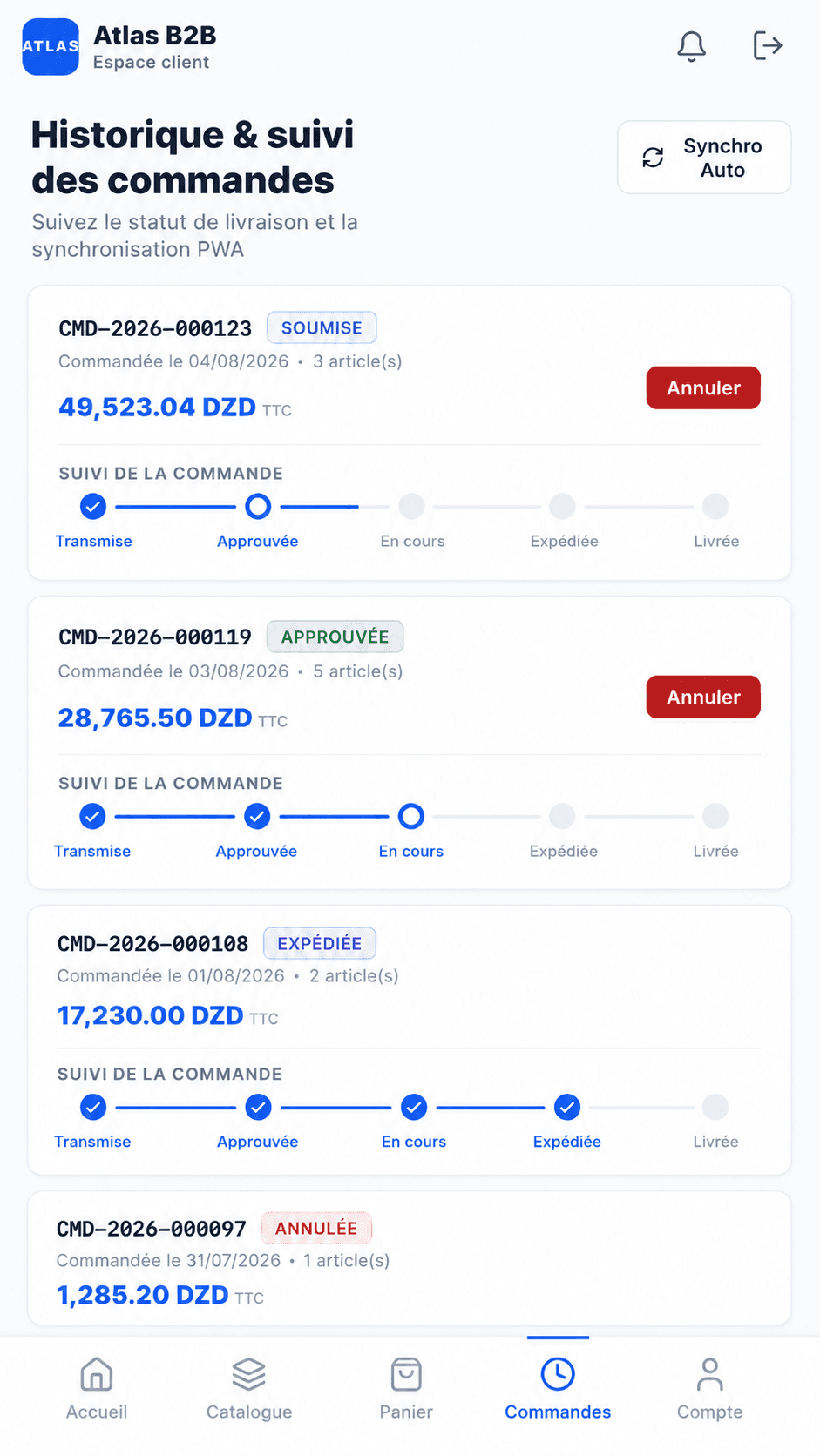 Suivi des commandes