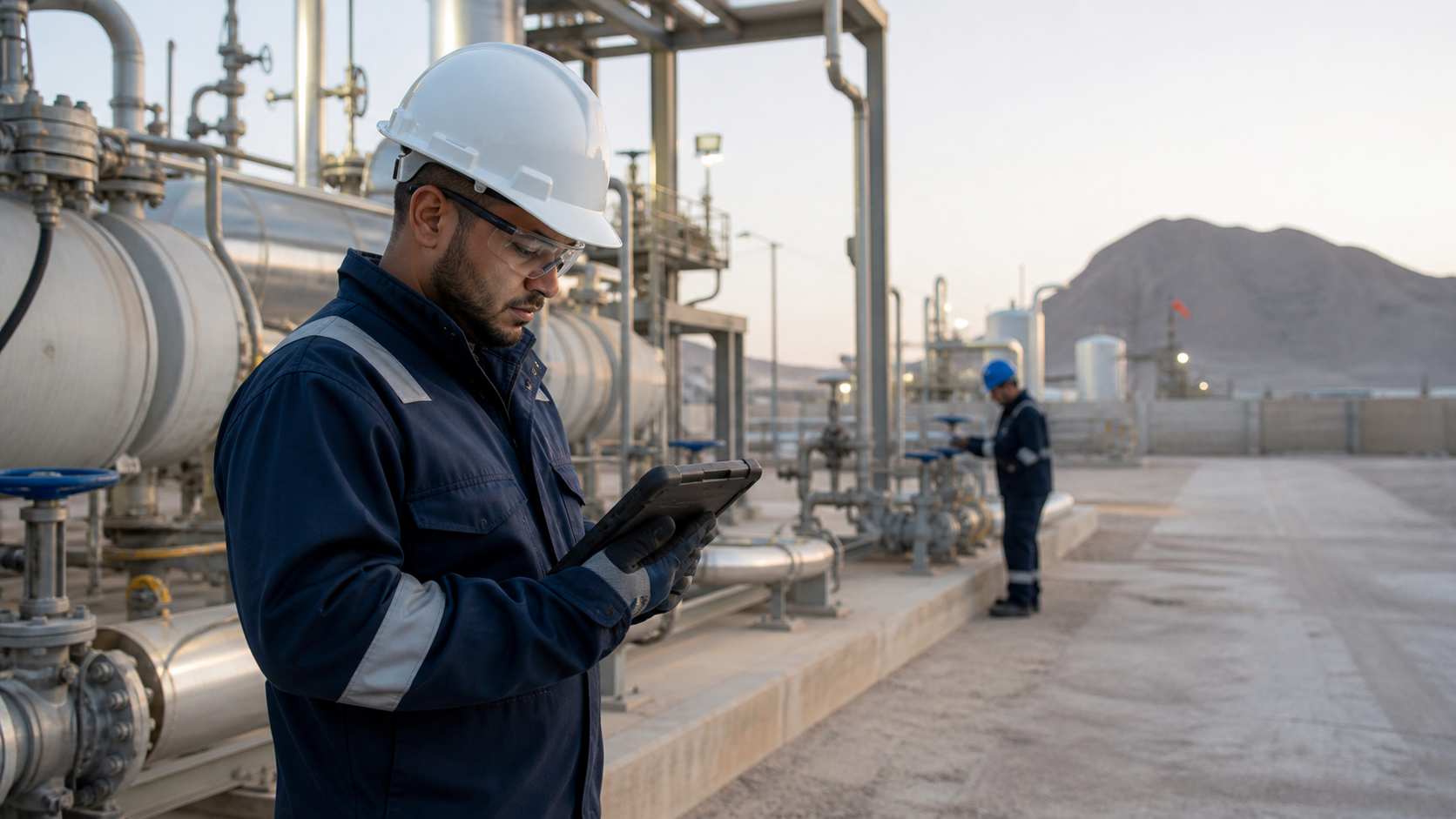 Opérateur industriel consultant des données sur un site énergétique